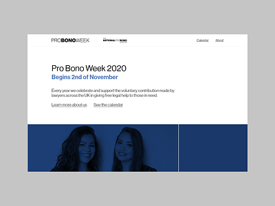 Pro Bono Week 2020 black blue clean grey homepage legal minimal pro bono webdesign website white