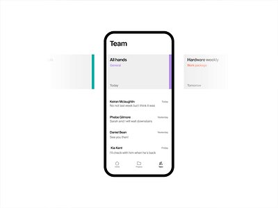 Team screen aftereffects animated animation black calendar carousel chat clean conversation events grey list minimal simple slide slider team ui ux white