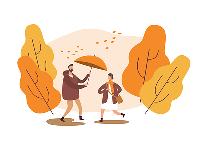 Autumn Rain design flat illustraion illustration vector