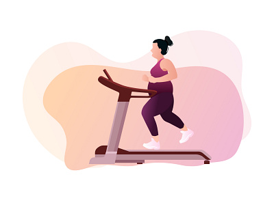 Treadmill running app fitness flat gradient color illustraion illustration ui ux vector web workout