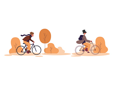 Wait for me autumn biking bycicle couple design for fun freetime illustraion illustration