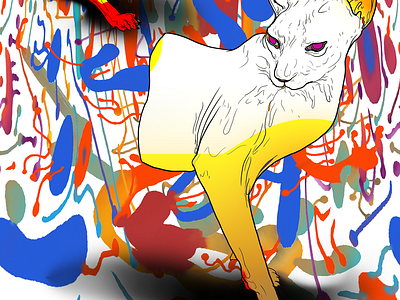 Vigilant abstract cat color colorful digital digital art drawing illustration
