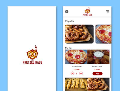 Food Order Store Pretzel Haus App food app food order menu app store app ui ui design