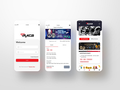 Mobile Apps Irace App Virtual race home page layout interface ui ui design