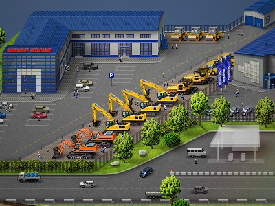 Illustration for Megapolis LLC Website v2 buildings illustration island island buildings megapolis miniature sky sun