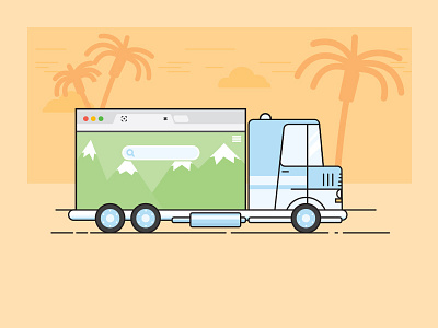 Website Delivery cloud delivery illustration palms sunset truck website