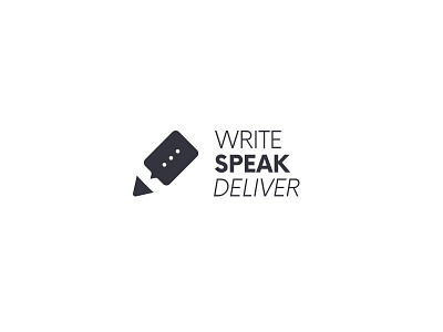 Write Speak Deliver branding bulb chat deliver logo pencil speak stories talk writers