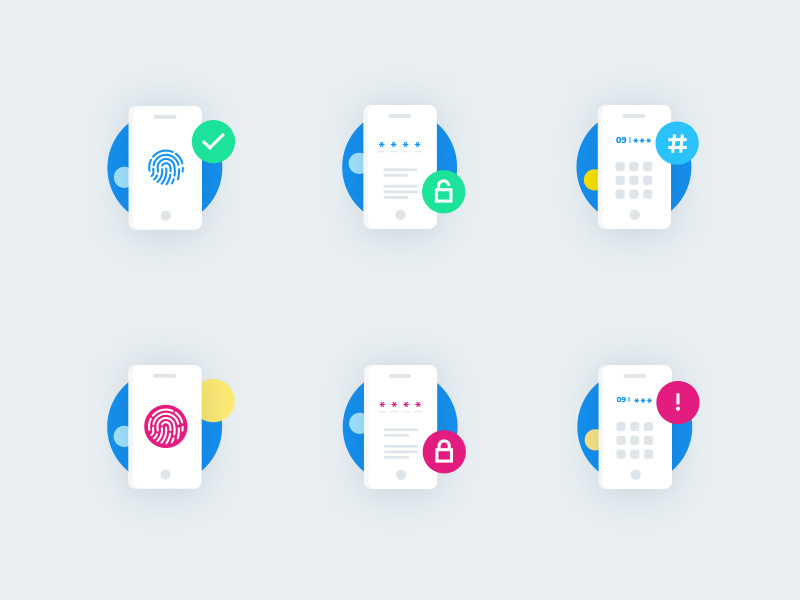 Icons for ISP APP ui app number password branding lock fingerprint illustrator phone app phone isp icons