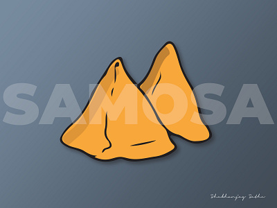 Samosa (Food) 2d app brand branding creative design flat food graphic design icon identity illustration indian minimal ui ux vector wallpaper web website