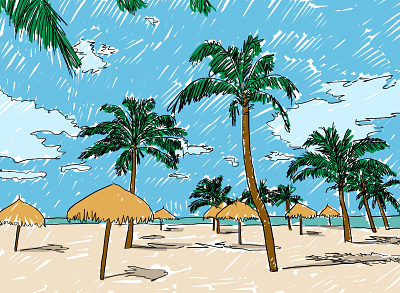 On the beach design graphic graphic design illustration