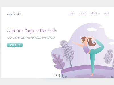 Yoga studio page,web banner template banner character female fitness girl gym illustration people sport studio template vector web workout yoga