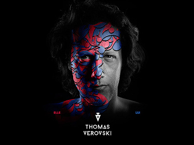 Thomas Verovski Album Cover album black blue cover face pink retouching