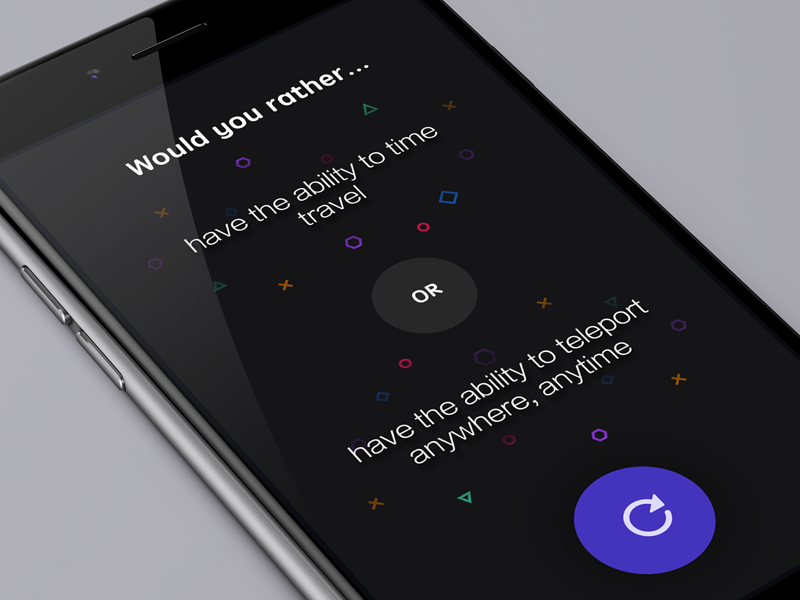 Would you rather... minimal purple black dark simplicity interface ux ui apple app iphone ios