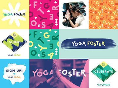 YF brand color kids logo wordmark yoga