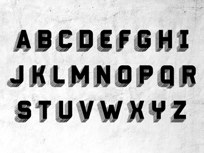 Block 3d black and white type typeface