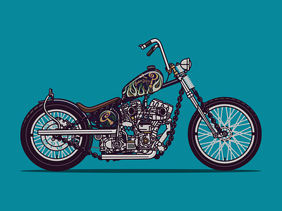 Indian Larry Chain of Mystery Motorcycle Illustration chopper custom motorcycle illustration indian larry motorbike motorcycle vector