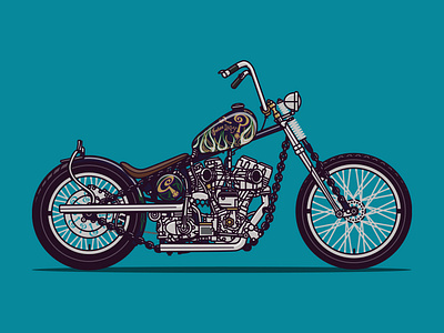 Indian Larry Chain of Mystery Motorcycle Illustration