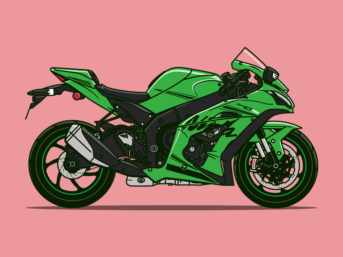 Buy Painting of a Kawasaki Ninja Limited Print Motorcycle Bike. Online in  India - Etsy