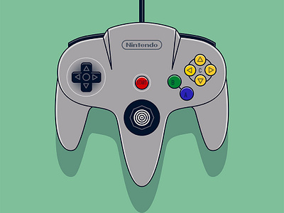 Bold Nintendo 64 Controller Illustration computer game controller gaming illustration n64 nintendo