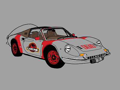 Dino Jurassic car car tshirt classic dino dinosaur ferrari funny illustration jurassic park jurassic world mashup tshirt design