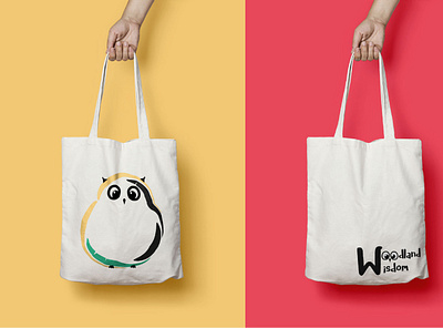 Woodland Wisdom animal branding cute graphic design illustration logo logo design tote bag
