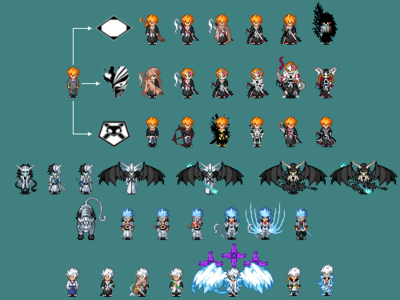 Bleach characters bleach pixelart sprites topdown