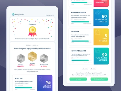 Goal Report Mail for StudySmarter elearning goal mailer mailing minimal reward ui ui design
