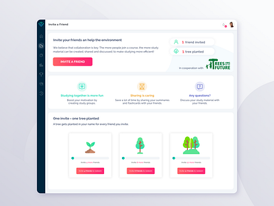 Invite your friends - Referral Page for StudySmarter application clean design elearning environment friends invite minimal referral ui ux webapp