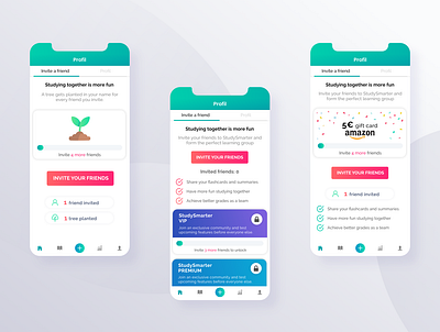 Invite your friends - Referral Page for StudySmarter app application clean environment friends incentive invite mobile referral ui uidesign uxdesign