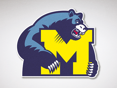 Mohawke Blue Bears Logo angry baseball basketball bear character logo logotype mascot michigan rage sport us