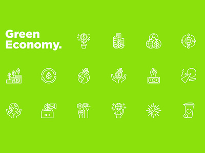 Green Economy | 16 Thin Line Icons Set