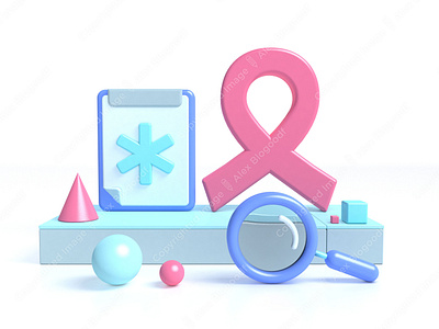 3d render, concept of prevention breast cancer.