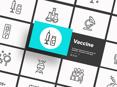 Vaccine | 16 Thin Line Icons