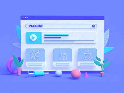 3d rendering, Searching online information about vaccine concept