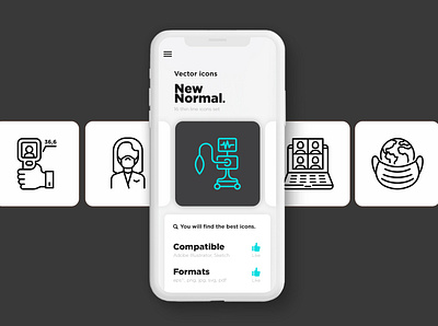 New Normal | 16 Thin Line Icons Set elbow greeting healthcare icon line logo man medical new normal online meeting set sign social distancing surgical mask symbol temperature thermal camera thermal scanner thermographic thin vector