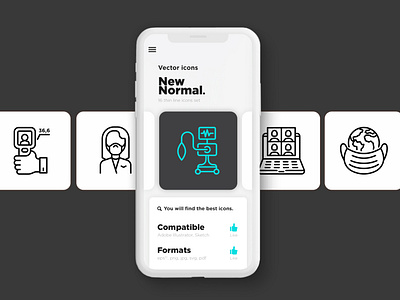 New Normal | 16 Thin Line Icons Set elbow greeting healthcare icon line logo man medical new normal online meeting set sign social distancing surgical mask symbol temperature thermal camera thermal scanner thermographic thin vector