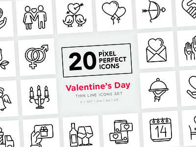 Valentine’s Day Pixel Perfect Icons Set