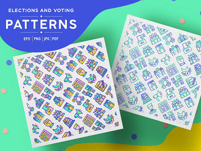 Elections And Voting Patterns Collection ballot box capitol check debate election government icon law pattern people person political politics president seamless speech vector vote voting