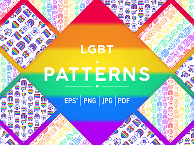 LGBT Patterns Collection coming out flag gay heart homophobia homosexual icon illustration lesbian lgbt pattern peace power pride rainbow seamless sex stop support vector