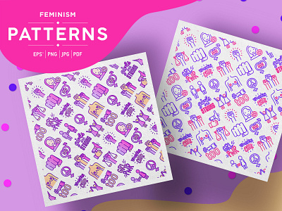 Feminism Patterns Collection equality female feminism feminist gender girl human icon illustration international movement pattern power protest rights seamless social symbol vector woman