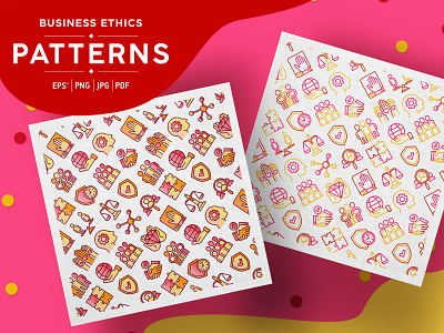 Business Ethics Patterns Collection background business commitment company corporate culture employee ethics honesty icon integrity line pattern relationship reliable responsibility seamless service social transparency