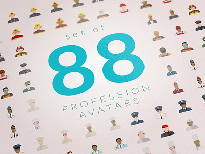 Set of 88 Profession Avatars Flat