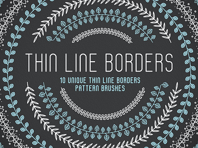 10 Thin Line Borders Pattern Brushes ai black border brush collection corner decor decorative drawn element floral illustrator kit outer pack pattern set sign tile vector