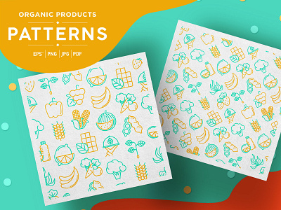 Organic Products Patterns Collection care diet food fresh green health healthy icon illustration natural nature organic pattern product products symbol vector vegetable vegetables vegetarian