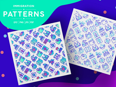 Immigration Patterns Collection army camp citizenship collection country family icon illustration immigrant immigration line pattern people person political refugee seamless symbol travel vector
