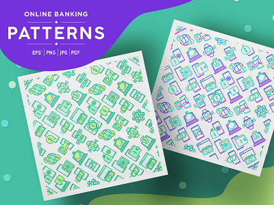 Online Banking Patterns Collection bank banking business concept design digital finance financial icon illustration internet management modern money online pattern payment seamless vector web