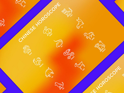 Chinese Horoscope | 12 Thin Line Icons Set