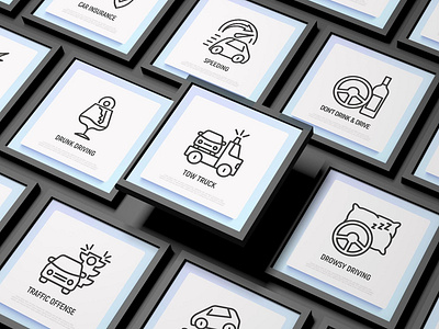 Car Accident | 16 Thin Line Icons Set