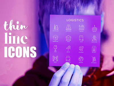 Logistics | 16 Thin Line Icons Set belt conveyor container delivering distribution export express icon line loading logistics package service set ship shipment storage thin tracking transport transportation