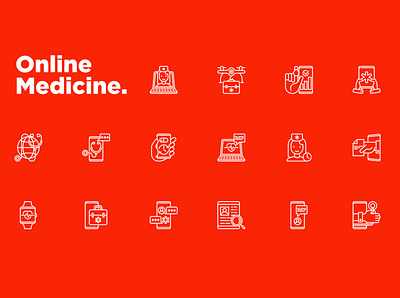 Online Medicine | 16 Thin Line Icons Set app care design doctor emergency graphic health healthcare hospital icon illustration medical medicine mobile online patient pharmacy services vector